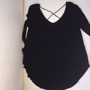 ¾ Sleeve Black shirt with lacing